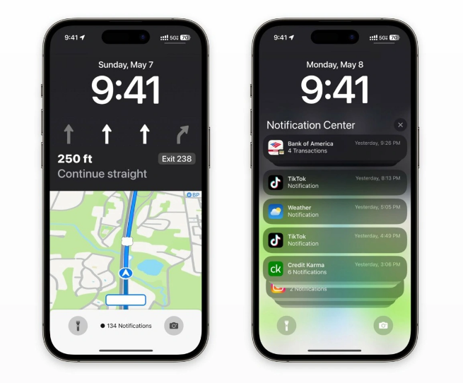 九真镇苹果维修服务分享iOS17锁屏地图导航半屏显示长什么样 